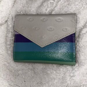 Min & Mon Fiona Cream Leather Wallet - Debossed All Over Eyes